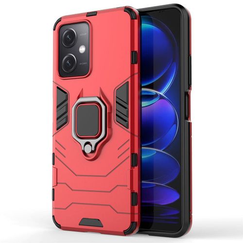 Saturcase Coque Pour Xiaomi Poco X5 5g, Bague Béquille Hybride 2 En 1 [Pc & Silicone] Double Couche Pare-Chocs Antichoc Protecteur Housse Étui Coque Pour Xiaomi Poco X5 5g (Rouge)