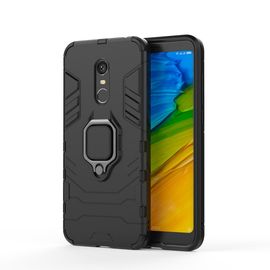 Saturcase Coque Pour Xiaomi Redmi 5 Plus, Bague Béquille Hybride 2 En 1 [Pc & Silicone] Double Couche Pare-Chocs Antichoc Protecteur Housse Étui Coque Pour Xiaomi Redmi 5 Plus (Noir)