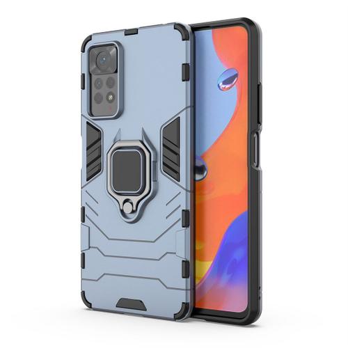 Saturcase Coque Pour Xiaomi Redmi Note 11 Pro, Bague Béquille Hybride 2 En 1 [Pc & Silicone] Double Couche Pare-Chocs Antichoc Protecteur Housse Étui Coque Pour Xiaomi Redmi Note 11 Pro (Bleu Marine)