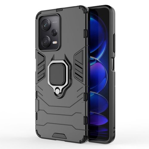 Saturcase Coque Pour Xiaomi Redmi Note 12 Pro 5g, Bague Béquille Hybride 2 En 1 [Pc & Silicone] Double Couche Pare-Chocs Antichoc Protecteur Housse Étui Coque Pour Xiaomi Redmi Note 12 Pro 5g (Noir)