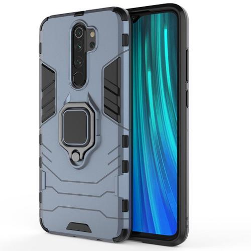 Saturcase Coque Pour Xiaomi Redmi Note 8 Pro, Bague Béquille Hybride 2 En 1 [Pc & Silicone] Double Couche Pare-Chocs Antichoc Protecteur Housse Étui Coque Pour Xiaomi Redmi Note 8 Pro (Bleu Marine)