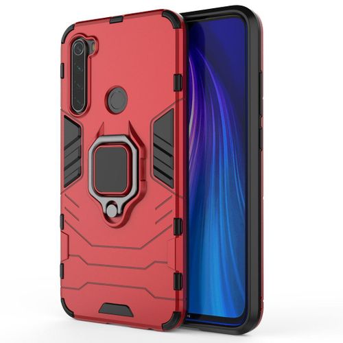 Saturcase Coque Pour Xiaomi Redmi Note 8, Bague Béquille Hybride 2 En 1 [Pc & Silicone] Double Couche Pare-Chocs Antichoc Protecteur Housse Étui Coque Pour Xiaomi Redmi Note 8 (Rouge)