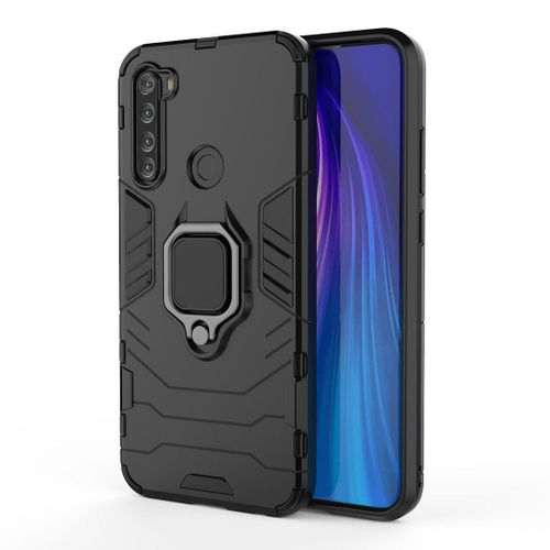 Saturcase Coque Pour Xiaomi Redmi Note 8t, Bague Béquille Hybride 2 En 1 [Pc & Silicone] Double Couche Pare-Chocs Antichoc Protecteur Housse Étui Coque Pour Xiaomi Redmi Note 8t (Noir)