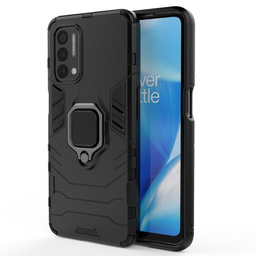 Saturcase Coque Pour Oneplus Nord N200 5g, Bague Béquille Hybride 2 En 1 [Pc & Silicone] Double Couche Pare-Chocs Antichoc Protecteur Housse Étui Coque Pour Oneplus Nord N200 5g (Noir)