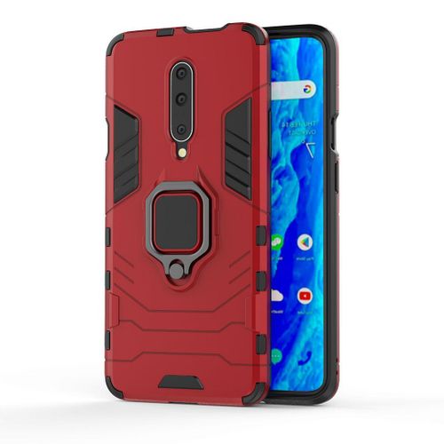 Saturcase Coque Pour Oneplus 7 Pro, Bague Béquille Hybride 2 En 1 [Pc & Silicone] Double Couche Pare-Chocs Antichoc Protecteur Housse Étui Coque Pour Oneplus 7 Pro (Rouge)
