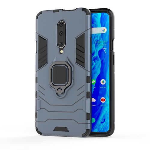 Saturcase Coque Pour Oneplus 7 Pro, Bague Béquille Hybride 2 En 1 [Pc & Silicone] Double Couche Pare-Chocs Antichoc Protecteur Housse Étui Coque Pour Oneplus 7 Pro (Bleu Marine)