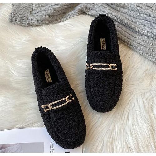 Chaussures Mocassins Doublés De Fourrure De Mouton Pour Femmeschaussures En Laine D'agneaumocassins En Laine De Cotonbottes Enfiler Pour Damesappartements En Fourrurepieds Nusluxehiver