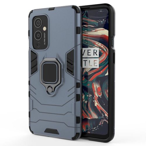 Saturcase Coque Pour Oneplus 9, Bague Béquille Hybride 2 En 1 [Pc & Silicone] Double Couche Pare-Chocs Antichoc Protecteur Housse Étui Coque Pour Oneplus 9 (Bleu Marine)