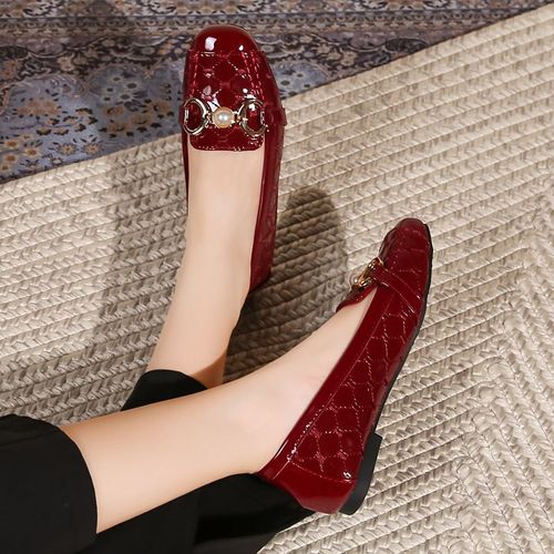 Chaussures Mocassins Carrés En Métal Souple Pour Femmeschaussures Platesléganteskawaii Bling Pearlpieds Nusprintemps Décontracté