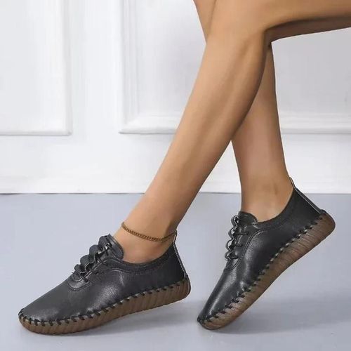 Chaussures Baskets En Cuir Plateforme Pour Femmesmocassins Lacetschaussures Plates Décontractéeschaussure Vertébraletendance Printemps