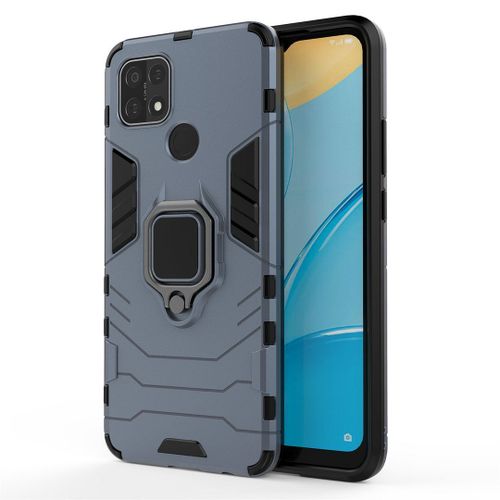 Saturcase Coque Pour Oppo A15 / A15s, Bague Béquille Hybride 2 En 1 [Pc & Silicone] Double Couche Pare-Chocs Antichoc Protecteur Housse Étui Coque Pour Oppo A15 / A15s (Bleu Marine)