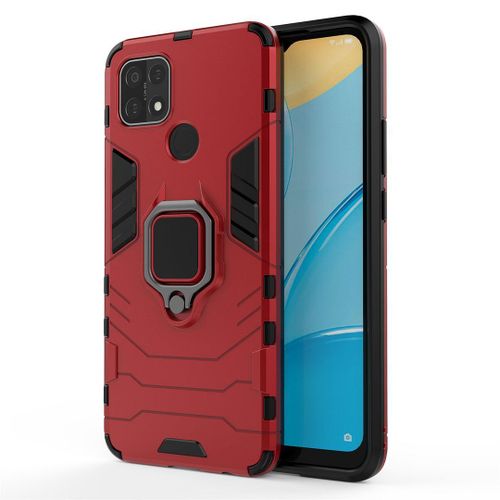 Saturcase Coque Pour Oppo A15 / A15s, Bague Béquille Hybride 2 En 1 [Pc & Silicone] Double Couche Pare-Chocs Antichoc Protecteur Housse Étui Coque Pour Oppo A15 / A15s (Rouge)