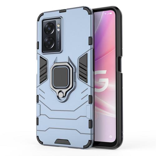 Saturcase Coque Pour Oppo A57 5g 2022, Bague Béquille Hybride 2 En 1 [Pc & Silicone] Double Couche Pare-Chocs Antichoc Protecteur Housse Étui Coque Pour Oppo A57 5g 2022 (Bleu Marine)