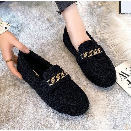 Chaussures Mocassins Doublés De Fourrure De Mouton Pour Femmeschaussures En Laine D'agneaumocassins En Laine De Cotonbottes Enfiler Pour Damesappartements En Fourrurepieds Nusluxehiver
