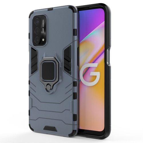 Saturcase Coque Pour Oppo A54 5g / A74 5g / A93 5g, Bague Béquille Hybride 2 En 1 [Pc & Silicone] Double Couche Pare-Chocs Antichoc Protecteur Housse Étui Coque Pour Oppo A54 5g / A74 5g / A93 5g (Bleu Marine)