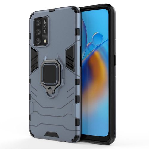 Saturcase Coque Pour Oppo A74 4g / F19 4g / Reno 6 Lite, Bague Béquille Hybride 2 En 1 [Pc & Silicone] Double Couche Pare-Chocs Antichoc Protecteur Housse Étui Coque Pour Oppo A74 4g / F19 4g / Reno 6 Lite (Bleu Marine)