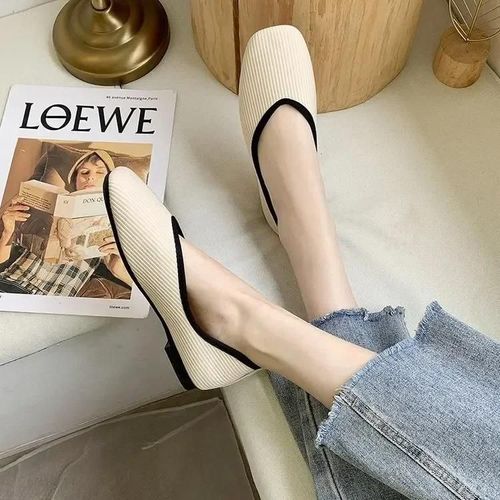 Chaussures Plates En Tissu 2024 Coton Pour Femme,Ballerine Jaune,Mocassins À Enfiler,Talon Pio,Mule,Grande Taille 43