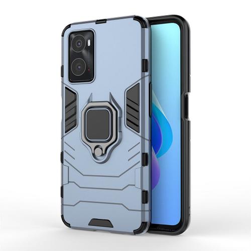 Saturcase Coque Pour Realme 9i / Oppo A36 A76 A96, Bague Béquille Hybride 2 En 1 [Pc & Silicone] Double Couche Pare-Chocs Antichoc Protecteur Housse Étui Coque Pour Realme 9i / Oppo A36 A76 A96 (Bleu Marine)