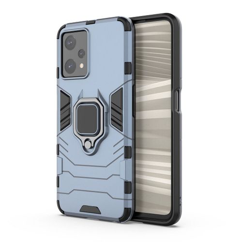 Saturcase Coque Pour Realme 9 Pro, Bague Béquille Hybride 2 En 1 [Pc & Silicone] Double Couche Pare-Chocs Antichoc Protecteur Housse Étui Coque Pour Realme 9 Pro (Bleu Marine)