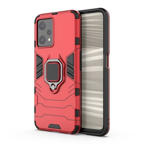 Saturcase Coque Pour Realme 9 Pro, Bague Béquille Hybride 2 En 1 [Pc & Silicone] Double Couche Pare-Chocs Antichoc Protecteur Housse Étui Coque Pour Realme 9 Pro (Rouge)
