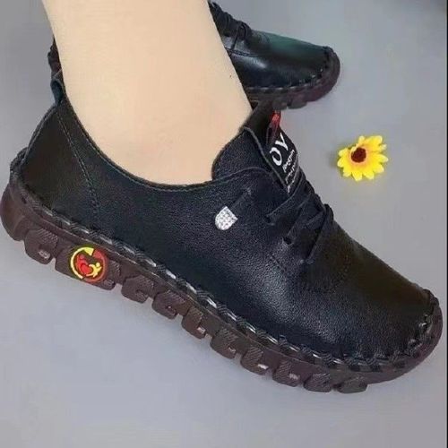 Chaussures Baskets En Cuir Lacets Pour Femmeschaussures Platesmocassins Décontractésconfortablescolonne Vertébraleprintemps
