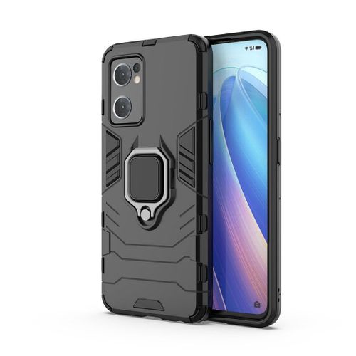 Saturcase Coque Pour Oppo Find X5 Lite / Reno 7 5g, Bague Béquille Hybride 2 En 1 [Pc & Silicone] Double Couche Pare-Chocs Antichoc Protecteur Housse Étui Coque Pour Oppo Find X5 Lite / Reno 7 5g (Noir)