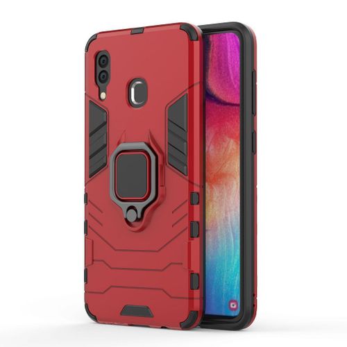 Saturcase Coque Pour Samsung Galaxy A20 A30, Bague Béquille Hybride 2 En 1 [Pc & Silicone] Double Couche Pare-Chocs Antichoc Protecteur Housse Étui Coque Pour Samsung Galaxy A20 A30 (Rouge)