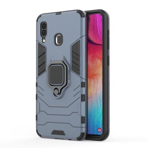 Saturcase Coque Pour Samsung Galaxy A20 A30, Bague Béquille Hybride 2 En 1 [Pc & Silicone] Double Couche Pare-Chocs Antichoc Protecteur Housse Étui Coque Pour Samsung Galaxy A20 A30 (Bleu Marine)