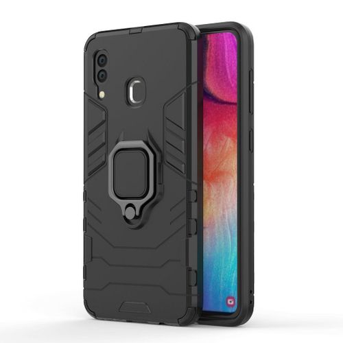Saturcase Coque Pour Samsung Galaxy A20 A30, Bague Béquille Hybride 2 En 1 [Pc & Silicone] Double Couche Pare-Chocs Antichoc Protecteur Housse Étui Coque Pour Samsung Galaxy A20 A30 (Noir)