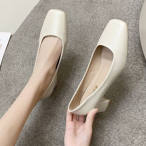 Mocassins Plats Simples À Talons Bas Pour Femme,Chaussures De Travail De Bureau Décontractées À Enfiler,Parka Carrée,Printemps 2024 - 40