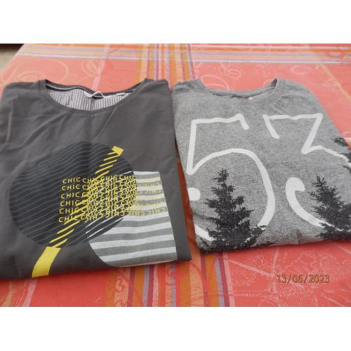 2 T-Shirts - Manches Longues - 12 Ans - 100% Coton