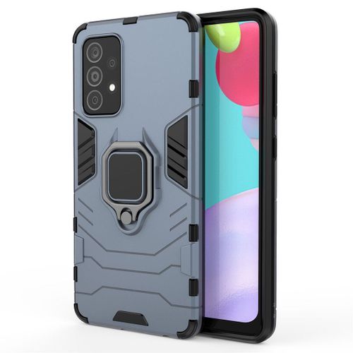 Saturcase Coque Pour Samsung Galaxy A52 A52s, Bague Béquille Hybride 2 En 1 [Pc & Silicone] Double Couche Pare-Chocs Antichoc Protecteur Housse Étui Coque Pour Samsung Galaxy A52 A52s (Bleu Marine)