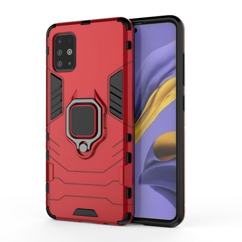 Saturcase Coque Pour Samsung Galaxy A51, Bague Béquille Hybride 2 En 1 [Pc & Silicone] Double Couche Pare-Chocs Antichoc Protecteur Housse Étui Coque Pour Samsung Galaxy A51 (Rouge)