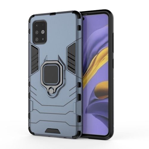 Saturcase Coque Pour Samsung Galaxy A51, Bague Béquille Hybride 2 En 1 [Pc & Silicone] Double Couche Pare-Chocs Antichoc Protecteur Housse Étui Coque Pour Samsung Galaxy A51 (Bleu Marine)