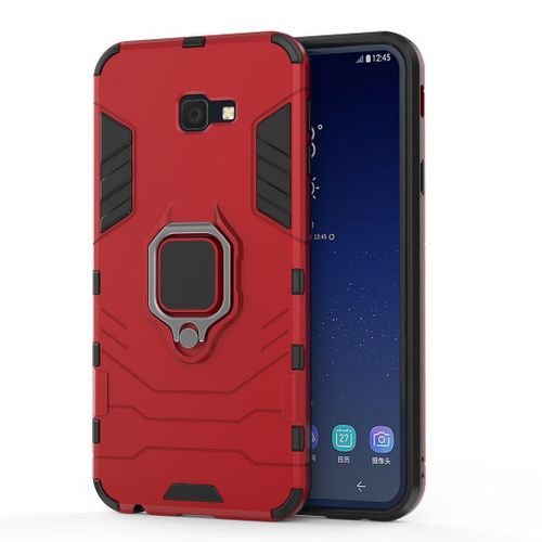 Saturcase Coque Pour Samsung Galaxy J4 Plus 2018, Bague Béquille Hybride 2 En 1 [Pc & Silicone] Double Couche Pare-Chocs Antichoc Protecteur Housse Étui Coque Pour Samsung Galaxy J4 Plus 2018 (Rouge)
