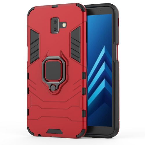 Saturcase Coque Pour Samsung Galaxy J6 Plus 2018, Bague Béquille Hybride 2 En 1 [Pc & Silicone] Double Couche Pare-Chocs Antichoc Protecteur Housse Étui Coque Pour Samsung Galaxy J6 Plus 2018 (Rouge)