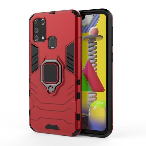 Saturcase Coque Pour Samsung Galaxy M31 M21s F41, Bague Béquille Hybride 2 En 1 [Pc & Silicone] Double Couche Pare-Chocs Antichoc Protecteur Housse Étui Coque Pour Samsung Galaxy M31 M21s F41 (Rouge)