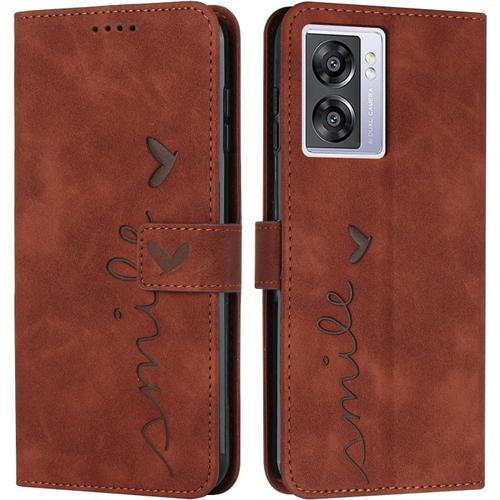 Coque Pour Oppo A57 5g/Realme V23/A77 5g/A57 4g 2022, Étui Housse En Cuir Pu A57 5g/Realme V23, Magnetique [Pochette De Portefeuille], Etui De Protection Pour Oppo A77 5g/A57 4g 2022 (#Marron)