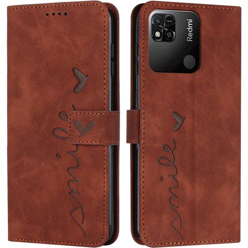 Coque Pour Xiaomi Redmi 10c 4g, Étui Housse En Cuir Pu Premium Xiaomi Redmi 10c 4g, Magnetique Flip [Pochette De Portefeuille], Etui De Protection Pour Xiaomi Redmi 10c 4g (#Marron)