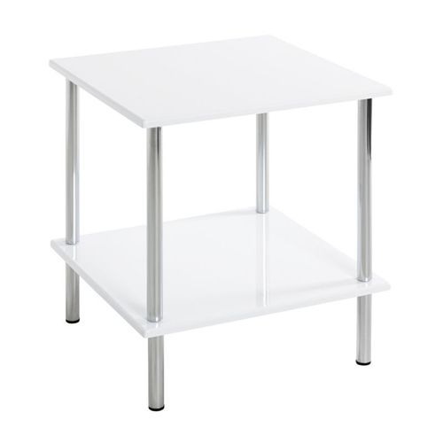 Table D'appoint Design "Cromo" 45cm Blanc & Argent