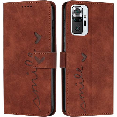 Coque Pour Xiaomi Redmi Note 10 Pro/Note 10 Pro Max, Étui Housse En Cuir Pu Magnetique [Pochette De Portefeuille], Etui De Protection Pour Xiaomi Redmi Note 10 Pro/Note 10 Pro Max (#Marron)