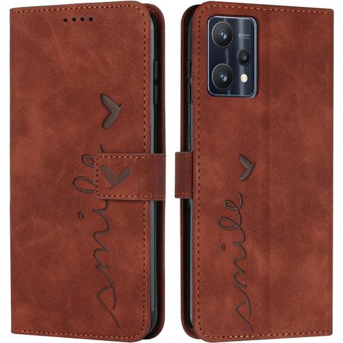 Coque Pour Oppo Realme 9 Pro / V25 / Realme 9 5g, Étui Housse En Cuir Pu, Magnetique Flip [Pochette De Portefeuille], Etui De Protection Pour Oppo Realme 9 Pro / V25 / Realme 9 5g (#Marron)