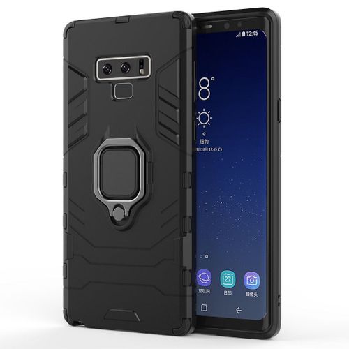 Saturcase Coque Pour Samsung Galaxy Note 9, Bague Béquille Hybride 2 En 1 [Pc & Silicone] Double Couche Pare-Chocs Antichoc Protecteur Housse Étui Coque Pour Samsung Galaxy Note 9 (Noir)