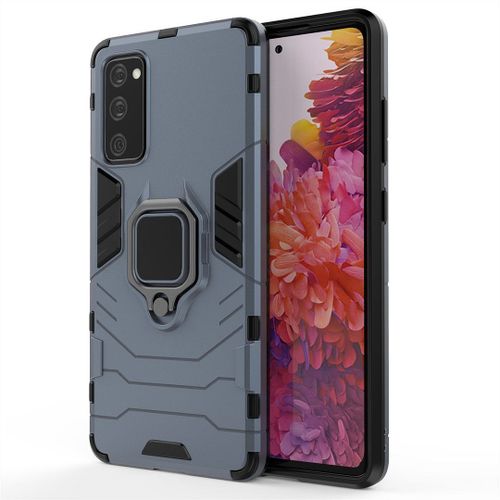 Saturcase Coque Pour Samsung Galaxy S20 Fe 5g, Bague Béquille Hybride 2 En 1 [Pc & Silicone] Double Couche Pare-Chocs Antichoc Protecteur Housse Étui Coque Pour Samsung Galaxy S20 Fe 5g (Bleu Marine)