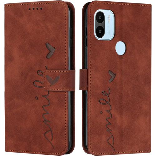 Coque Pour Xiaomi Redmi A1 Plus, Étui Housse En Cuir Pu Premium Xiaomi Redmi A1 Plus, Magnetique Flip [Pochette De Portefeuille], Etui De Protection Pour Xiaomi Redmi A1 Plus (#Marron)