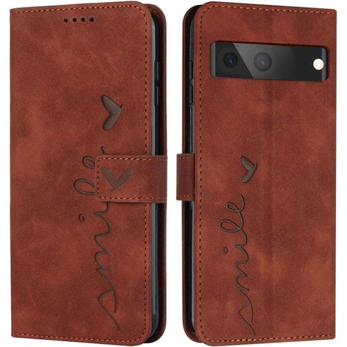 Coque Pour Google Pixel 7, Étui Housse En Cuir Pu Premium Google Pixel 7, Magnetique Flip [Pochette De Portefeuille], Etui De Protection Pour Google Pixel 7 (#Marron)