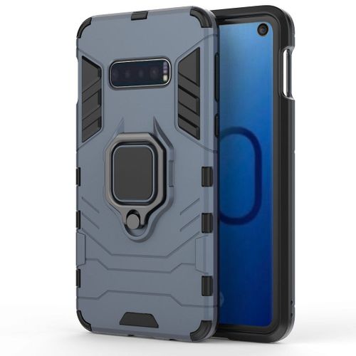 Saturcase Coque Pour Samsung Galaxy S10e, Bague Béquille Hybride 2 En 1 [Pc & Silicone] Double Couche Pare-Chocs Antichoc Protecteur Housse Étui Coque Pour Samsung Galaxy S10e (Bleu Marine)