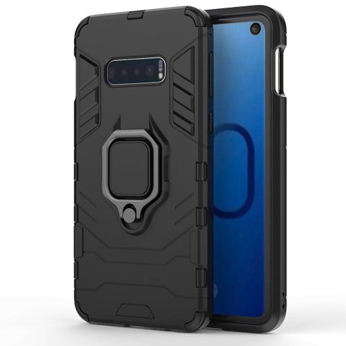 Saturcase Coque Pour Samsung Galaxy S10e, Bague Béquille Hybride 2 En 1 [Pc & Silicone] Double Couche Pare-Chocs Antichoc Protecteur Housse Étui Coque Pour Samsung Galaxy S10e (Noir)