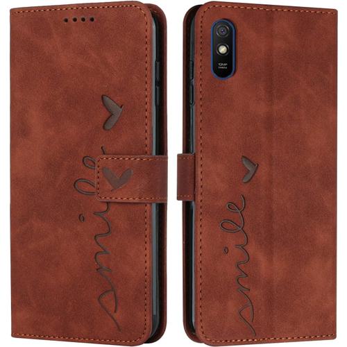 Coque Pour Xiaomi Redmi 9a / 9i / 9at, Étui Housse En Cuir Pu Premium Redmi 9a/9i/9at, Magnetique Flip [Pochette De Portefeuille], Etui De Protection Pour Xiaomi Redmi 9a / 9i / 9at (#Marron)