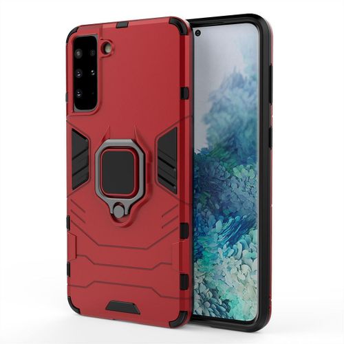 Saturcase Coque Pour Samsung Galaxy S21 Plus, Bague Béquille Hybride 2 En 1 [Pc & Silicone] Double Couche Pare-Chocs Antichoc Protecteur Housse Étui Coque Pour Samsung Galaxy S21 Plus (Rouge)